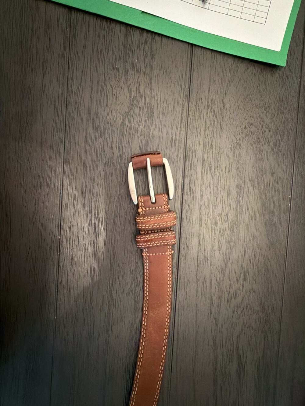 #11 Geoffrey Beene Brown Leather Belt Size 38